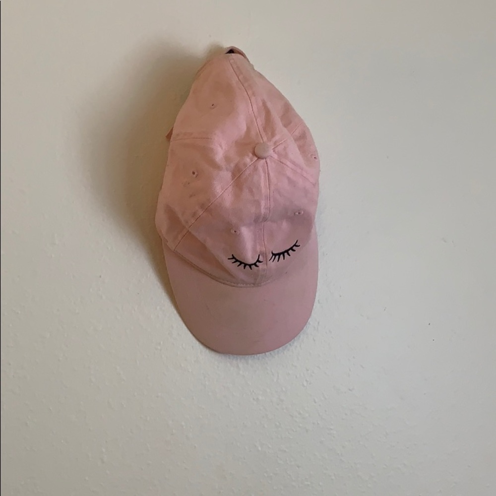pink eyelash hat